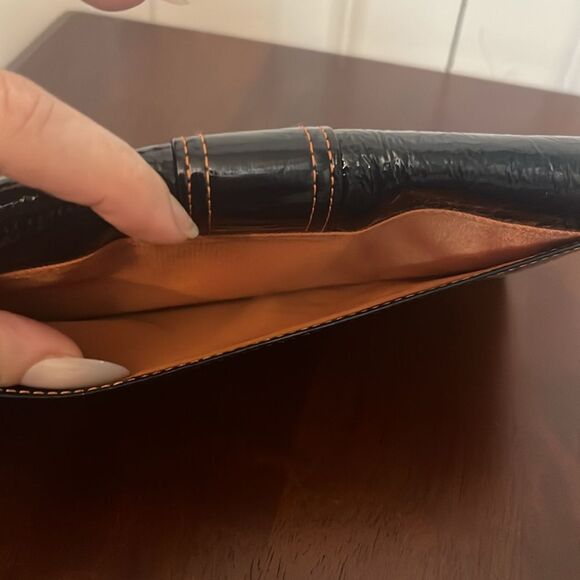 L Erickson Signed Navy Dark Blue Patent Leather Trifold Wallet - Picture 3 of 8